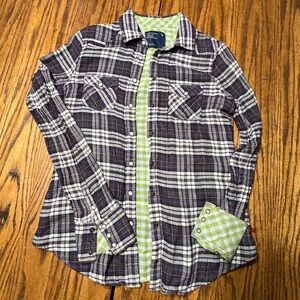 American Eagle Outfitters Green and Purple Checkered Shirt